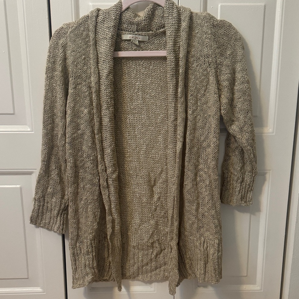 Women's Beige Open-Front Sweater